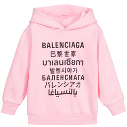 Balenciaga-Pink Languages Hoodie  | Childrensalon Outlet