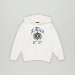 Balenciaga-Preloved White College Logo Hoodie (8 years) | Childrensalon Outlet