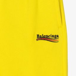 Balenciaga-Yellow Logo Cotton Joggers | Childrensalon Outlet