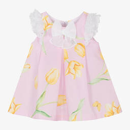 Balloon Chic-Baby Girls Pink Floral Cotton Dress | Childrensalon Outlet