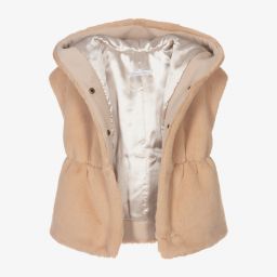Balloon Chic-Girls Beige Faux Fur Gilet | Childrensalon Outlet