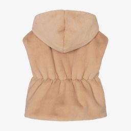 Balloon Chic-Girls Beige Faux Fur Gilet | Childrensalon Outlet