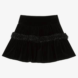 Balloon Chic-Girls Black Cotton Velour Skirt | Childrensalon Outlet