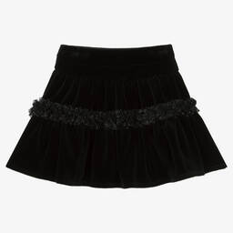 Balloon Chic-Girls Black Cotton Velour Skirt | Childrensalon Outlet