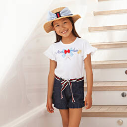 Balloon Chic-Girls Blue Chambray Shorts Set | Childrensalon Outlet