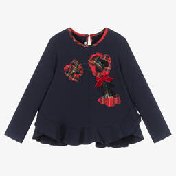 Balloon Chic-Girls Blue Cotton Jersey Top | Childrensalon Outlet