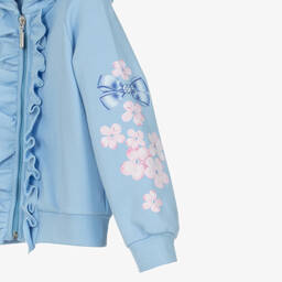 Balloon Chic-بدلة رياضية قطن مزين بكشكش لون أزرق للبنات | Childrensalon Outlet