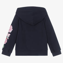 Balloon Chic-Girls Blue Cotton Zip-Up Hoodie | Childrensalon Outlet
