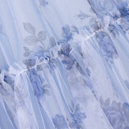Balloon Chic-Girls Blue Floral Tulle Dress | Childrensalon Outlet