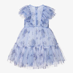 Balloon Chic-Girls Blue Floral Tulle Dress | Childrensalon Outlet