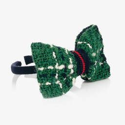Balloon Chic-Girls Blue & Green Tweed Bow Hairband | Childrensalon Outlet