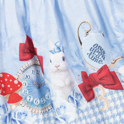 Balloon Chic-Girls Blue Houndstooth Cotton Skirt | Childrensalon Outlet