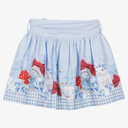 Balloon Chic-Girls Blue Houndstooth Cotton Skirt | Childrensalon Outlet