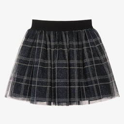 Balloon Chic-Girls Blue Tulle Check Skirt | Childrensalon Outlet