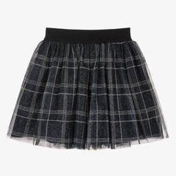 Balloon Chic-Girls Blue Tulle Check Skirt | Childrensalon Outlet