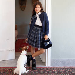 Balloon Chic-Girls Blue Tulle Check Skirt | Childrensalon Outlet