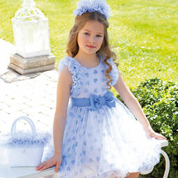 Balloon Chic-Girls Blue Tulle Heart Dress | Childrensalon Outlet