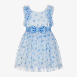 Balloon Chic-Girls Blue Tulle Heart Dress | Childrensalon Outlet