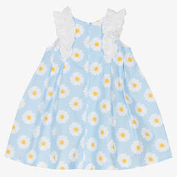 Balloon Chic-فستان قطن لون أزرق فاتح وأبيض | Childrensalon Outlet