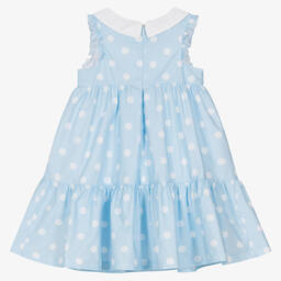 Balloon Chic-Голубое хлопковое платье в белый горох | Childrensalon Outlet