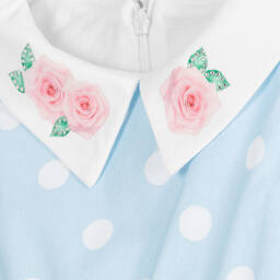 Balloon Chic-Голубое хлопковое платье в белый горох | Childrensalon Outlet