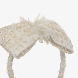 Balloon Chic-Girls Cream & Gold Tweed Headband | Childrensalon Outlet
