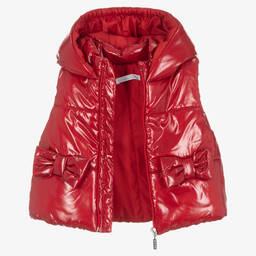 بالون شيك-Girls Deep Red Puffer Gilet | Childrensalon Outlet