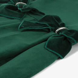Balloon Chic-Girls Emerald Velvet Bow Dress | Childrensalon Outlet
