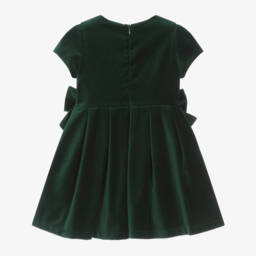Balloon Chic-Girls Emerald Velvet Bow Dress | Childrensalon Outlet