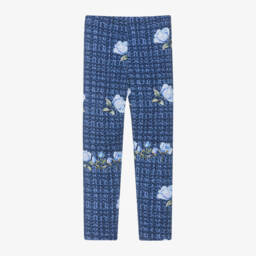 Balloon Chic-Girls Floral Blue Jersey Leggings | Childrensalon Outlet
