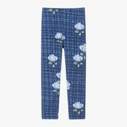 Balloon Chic-Girls Floral Blue Jersey Leggings | Childrensalon Outlet