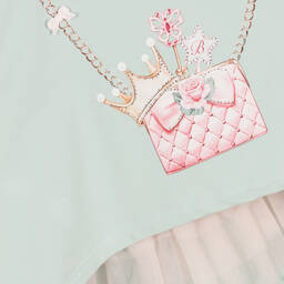 Balloon Chic-Girls Green Bag Print Dress | Childrensalon Outlet