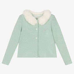 Balloon Chic-Girls Green Cotton Knit Cardigan | Childrensalon Outlet