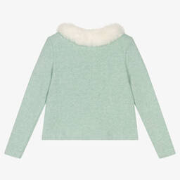Balloon Chic-Girls Green Cotton Knit Cardigan | Childrensalon Outlet