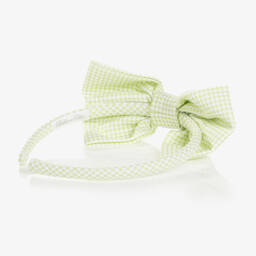 Balloon Chic-Girls Green Gingham Bow Hairband | Childrensalon Outlet