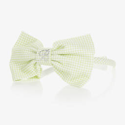 Balloon Chic-Girls Green Gingham Bow Hairband | Childrensalon Outlet