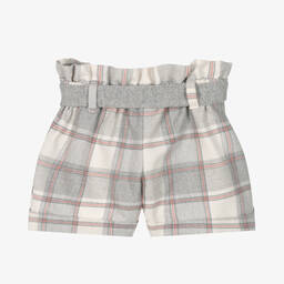 Balloon Chic-Girls Grey Check Cotton Shorts | Childrensalon Outlet