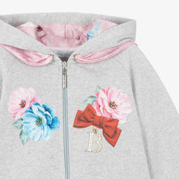 Balloon Chic-Girls Grey Floral Cotton Tracksuit | Childrensalon Outlet