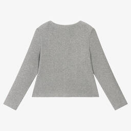 Balloon Chic-Girls Grey Rose Cardigan  | Childrensalon Outlet
