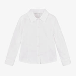 بالون شيك-قميص قطن لون أبيض للبنات | Childrensalon Outlet