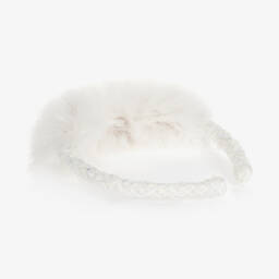 Balloon Chic-Girls Ivory Faux Fur Hairband | Childrensalon Outlet