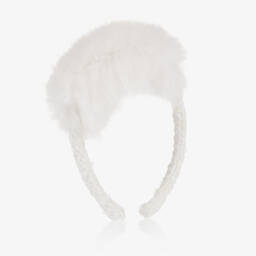 Balloon Chic-Girls Ivory Faux Fur Hairband | Childrensalon Outlet