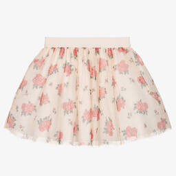 Balloon Chic-Girls Ivory & Gold Tulle Rose Skirt | Childrensalon Outlet