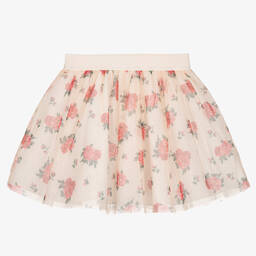 Balloon Chic-Girls Ivory & Gold Tulle Rose Skirt | Childrensalon Outlet