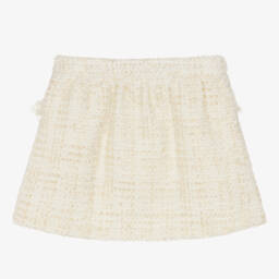Balloon Chic-Girls Ivory Gold Woven Skirt | Childrensalon Outlet