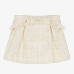 Balloon Chic-Girls Ivory Gold Woven Skirt | Childrensalon Outlet