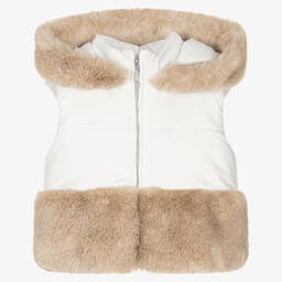 Balloon Chic-Girls Ivory Padded Gilet | Childrensalon Outlet