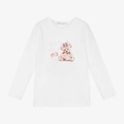 Balloon Chic-Girls Ivory Teddy Bear Tee | Childrensalon Outlet