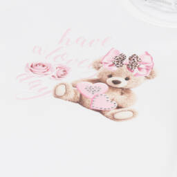 Balloon Chic-Girls Ivory Teddy Bear Tee | Childrensalon Outlet