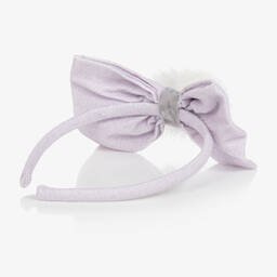 Balloon Chic-Girls Lilac Corduroy Bow Hairband | Childrensalon Outlet